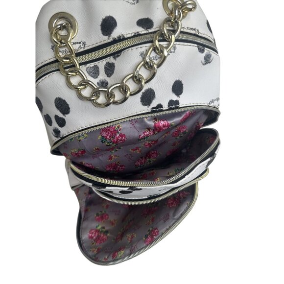 Betsey Johnson Cute Panda Print Backpack With Chain Accent Black & White - Picture 9 of 16